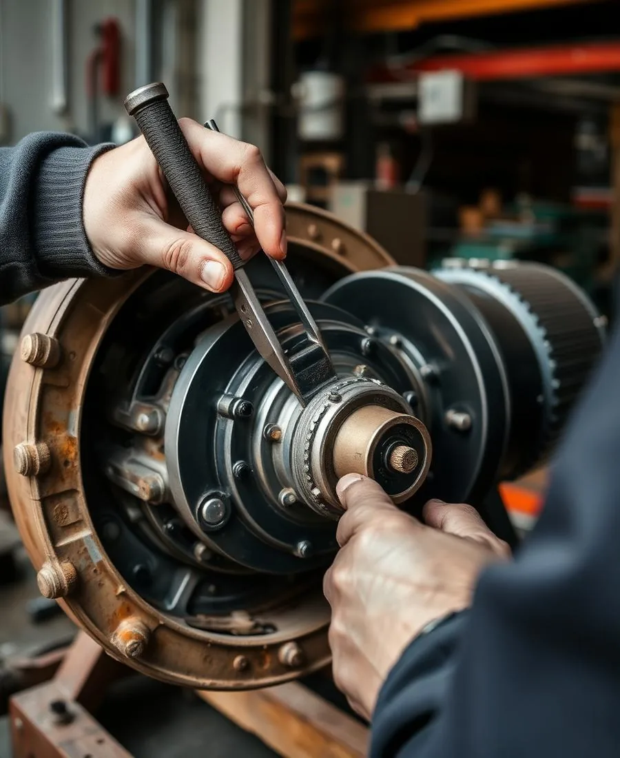 Técnico realizando mantenimiento a una bomba industrial